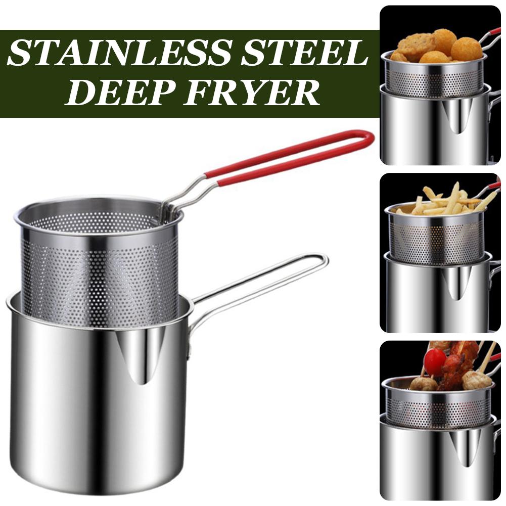 Deep Fryer Stainless - RVS friteuse set met zeefmand, multifunctionele