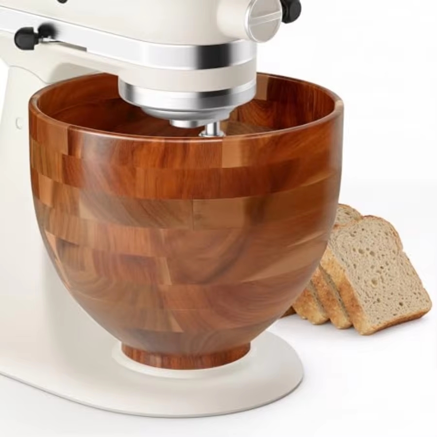 Stand Mixer Bowl - Mixer-kom voor thuisbakkers: 9,3x7,3 inch, acaciahout,