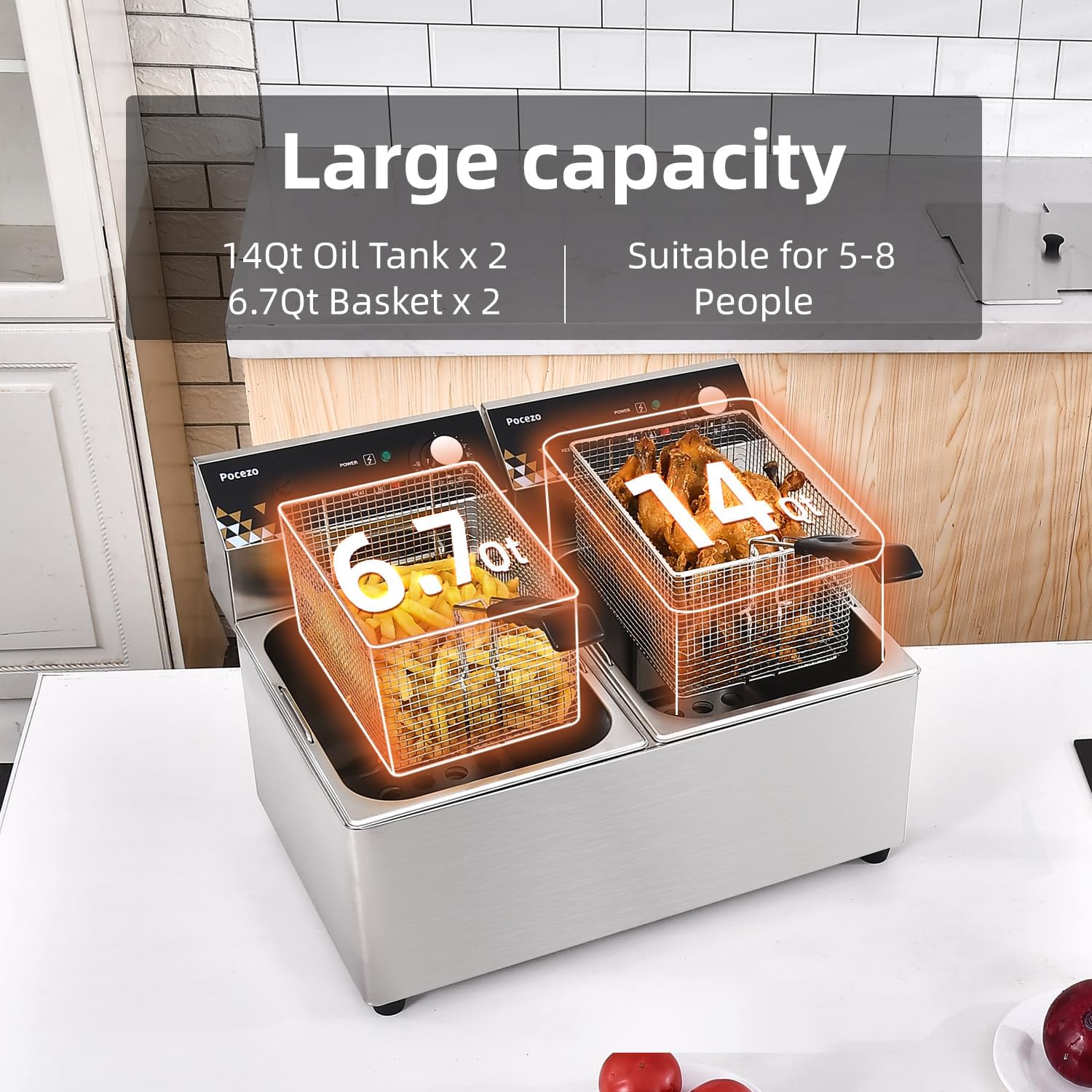 Friteuse met mandje, 3400W, 14 - Deep Fryer Stainless recensie en prijs